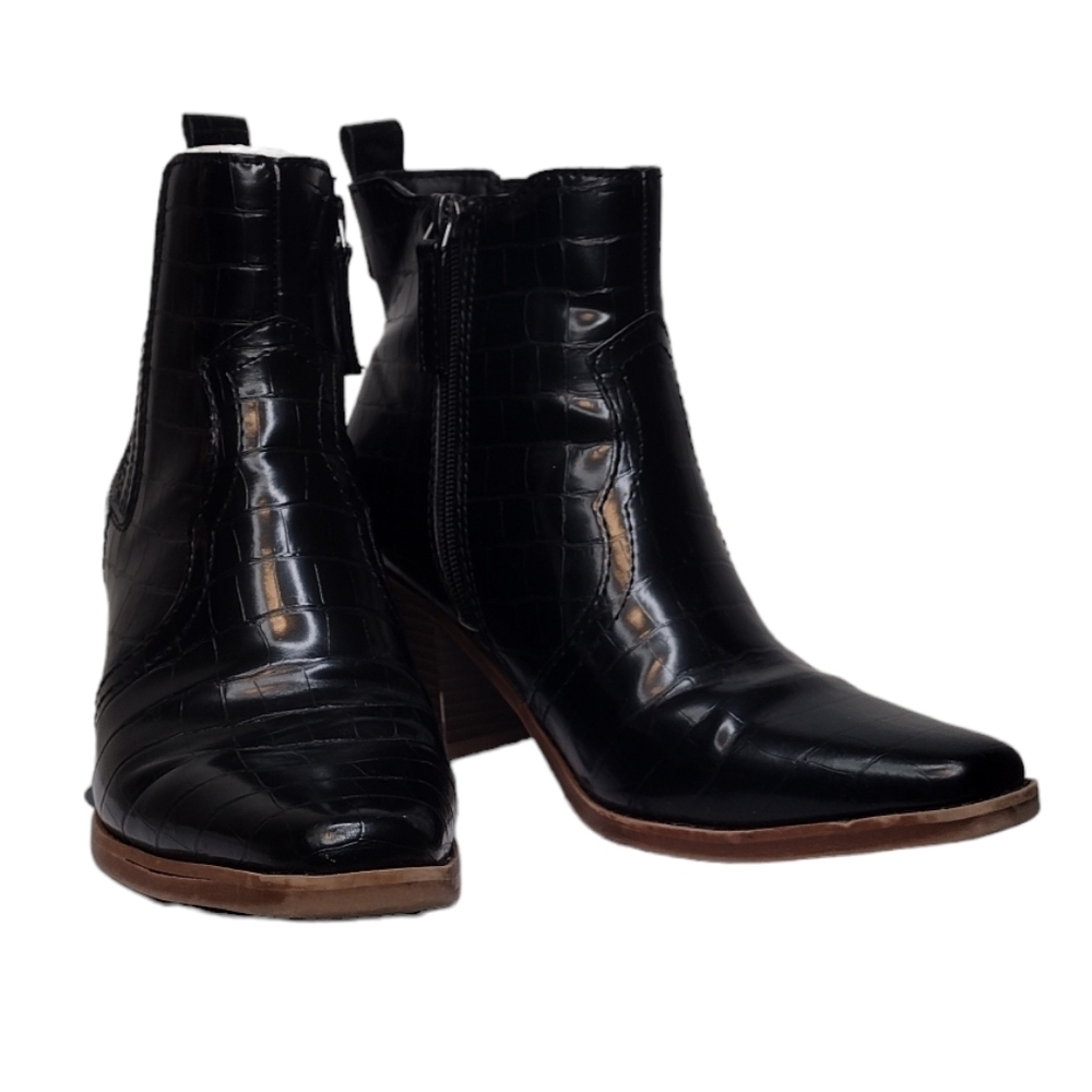 Scoop Women's Block Heel Croco Western Ankle Boots